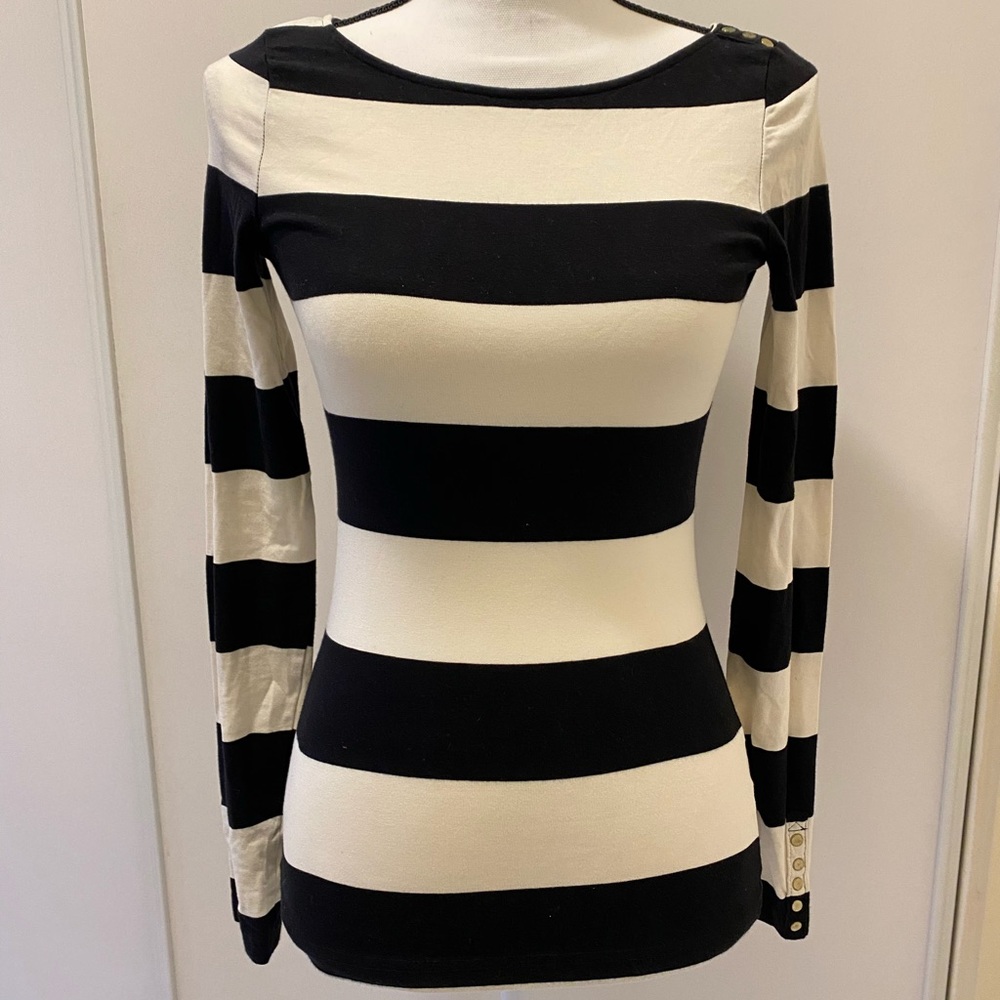 H&M Black/White Long Sleeve Top